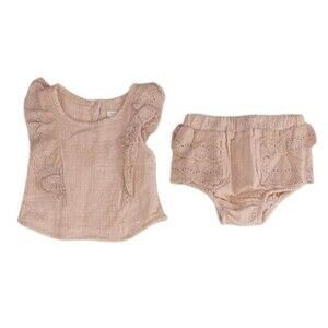 NEW Choose Sz Baby Girls Pink Ruffled Eyelet Shirt & Bloomers 2 Pc Set GRAYSON
